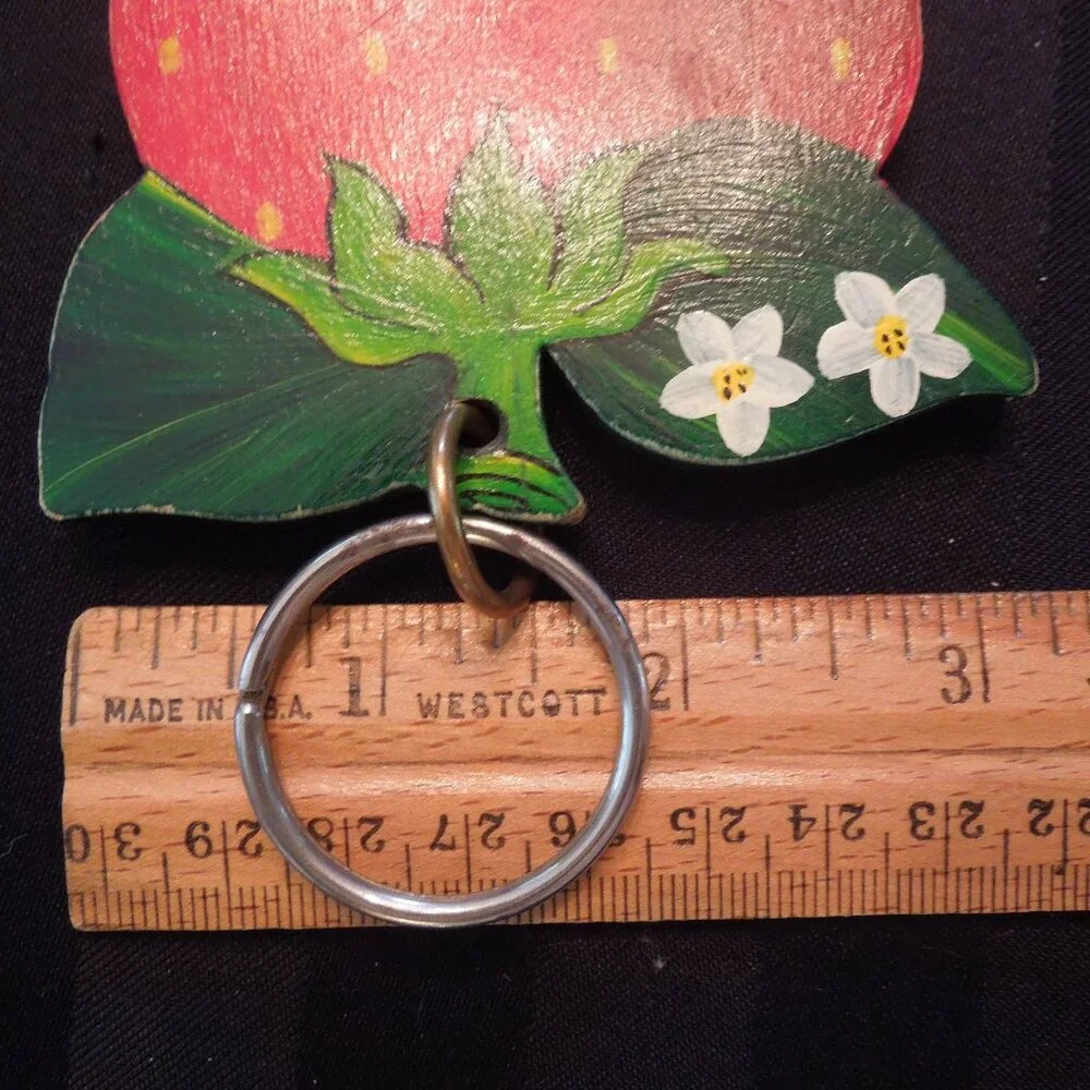 Vintage Signed Mary McDaniel Strawberry Keychain